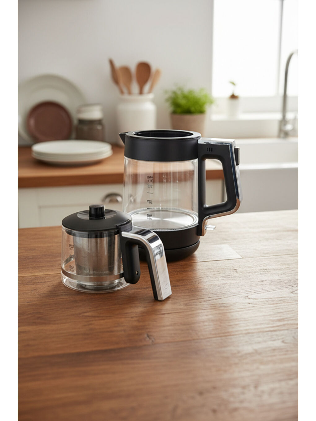 Napoli Cam Demlikli Çay Makinesi Siyah-6