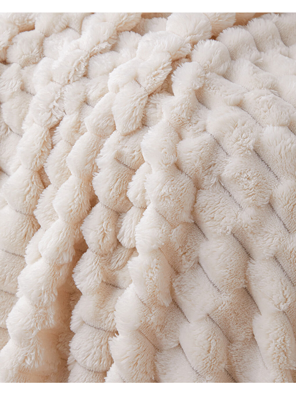 Ekru Tiny Bubbles Jakarlı Wellsoft Tv Battaniye 120x160 cm Krem-2