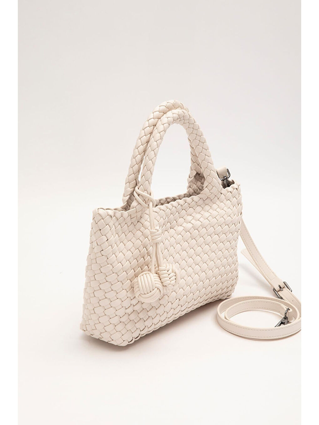 Ekru Örme Yumuşak Deri Askılı Çanta 930858 Krem-1