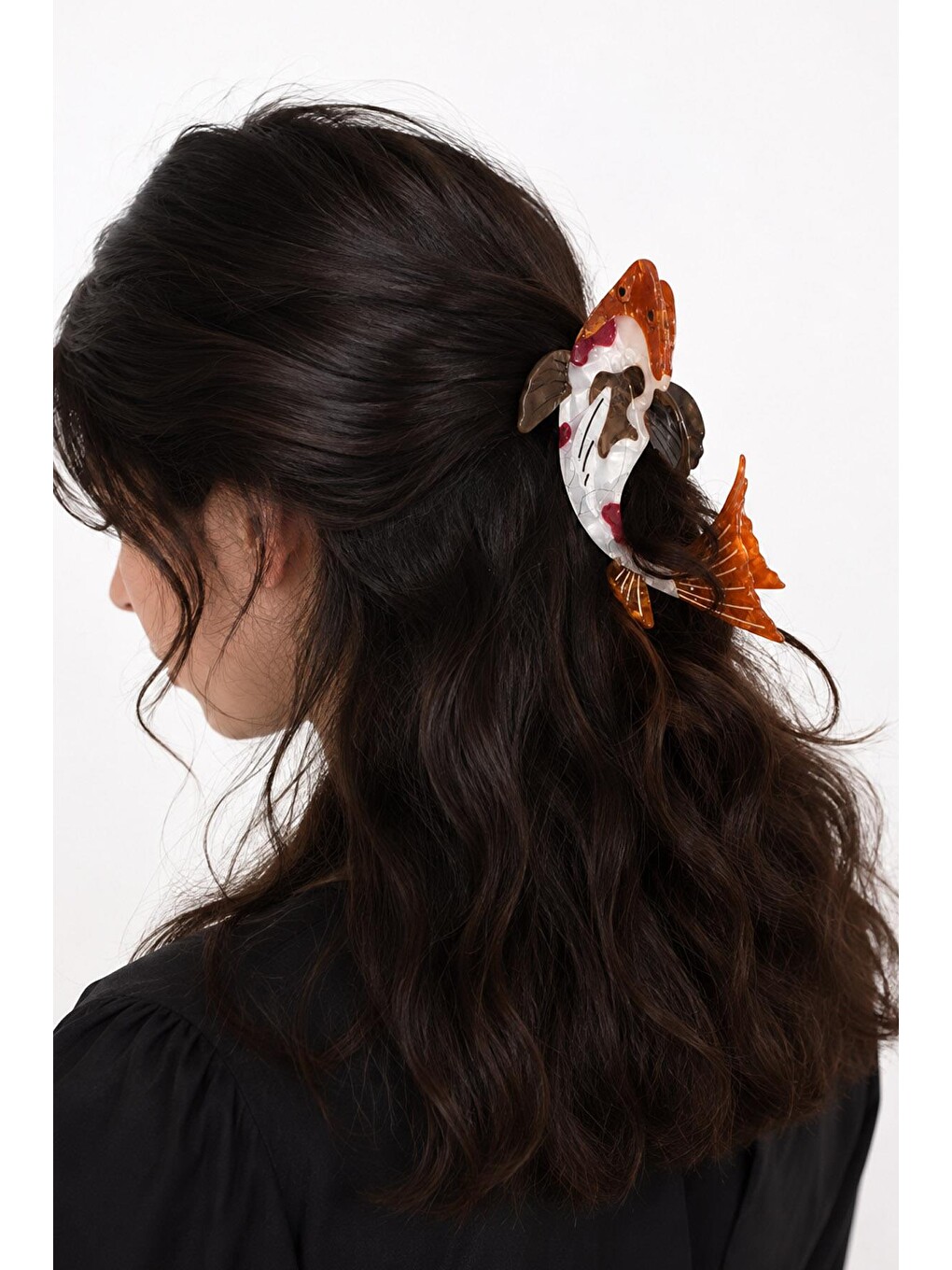 Kahverengi Koi Fish Asetat Mandal Toka 13 Cm-1