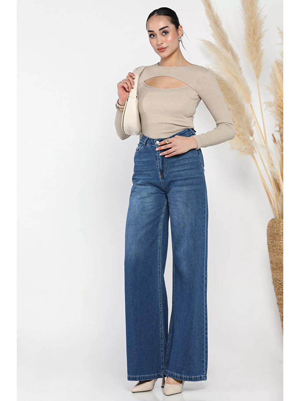 Lacivert Kadın Palazzo Jean Jean Pantolon