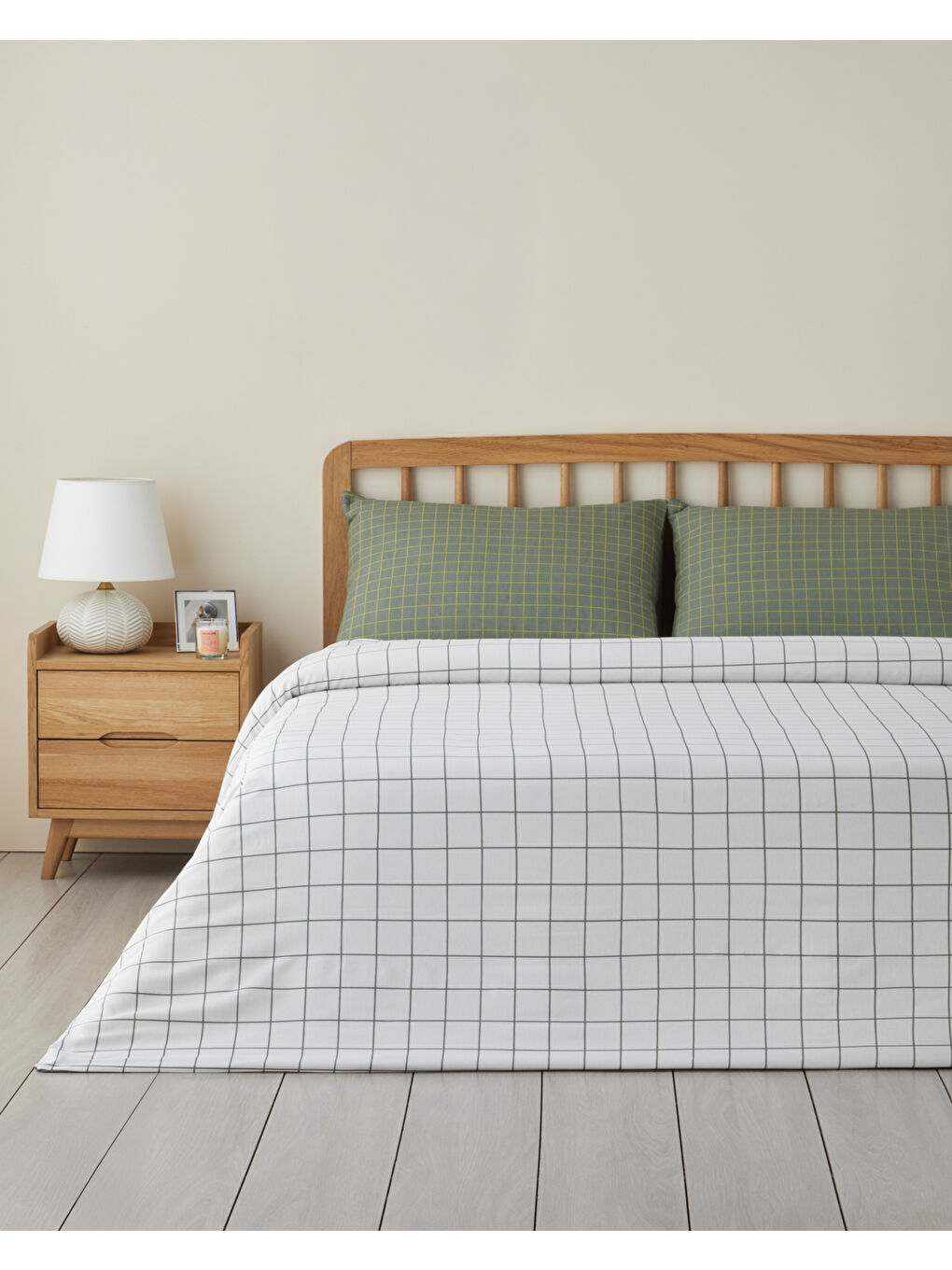 Checkmate Kolay Ütülenir Çift Kişilik Nevresim Seti 200x220 cm Yeşil-1