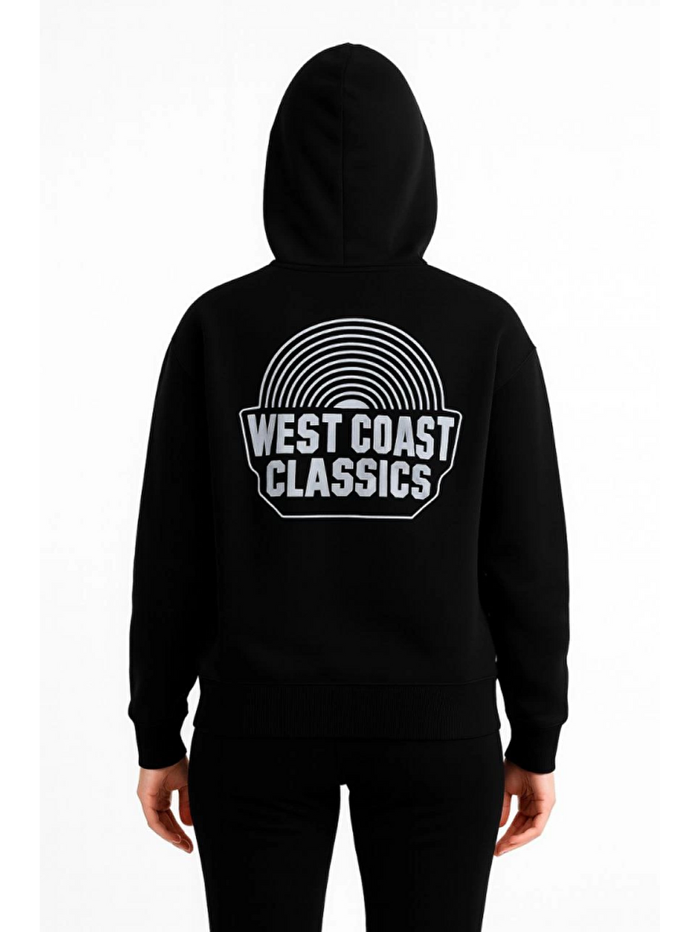 Üç İplik Kapüşonlu Ön Ve Arka Baskılı Sweatshirt Hoodie - Siyah-3