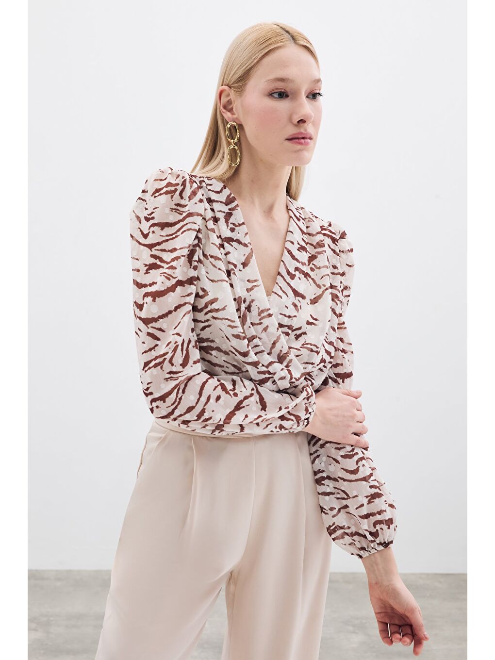 Kahverengi Puantiye Dokulu Bodysuit - Kahve-2