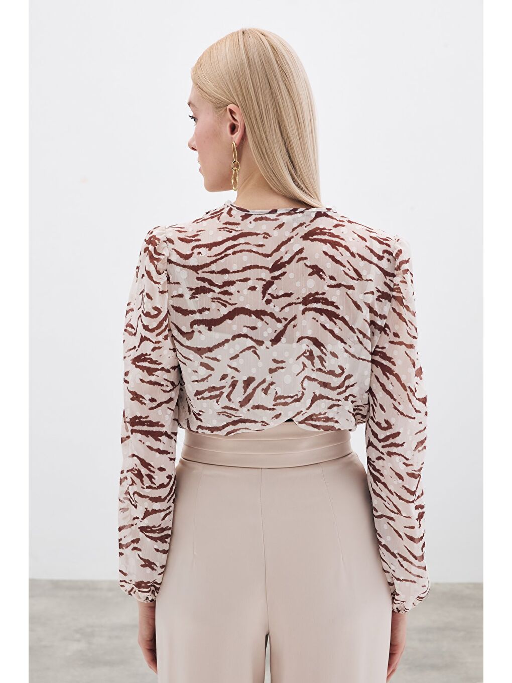 Kahverengi Puantiye Dokulu Bodysuit - Kahve-4