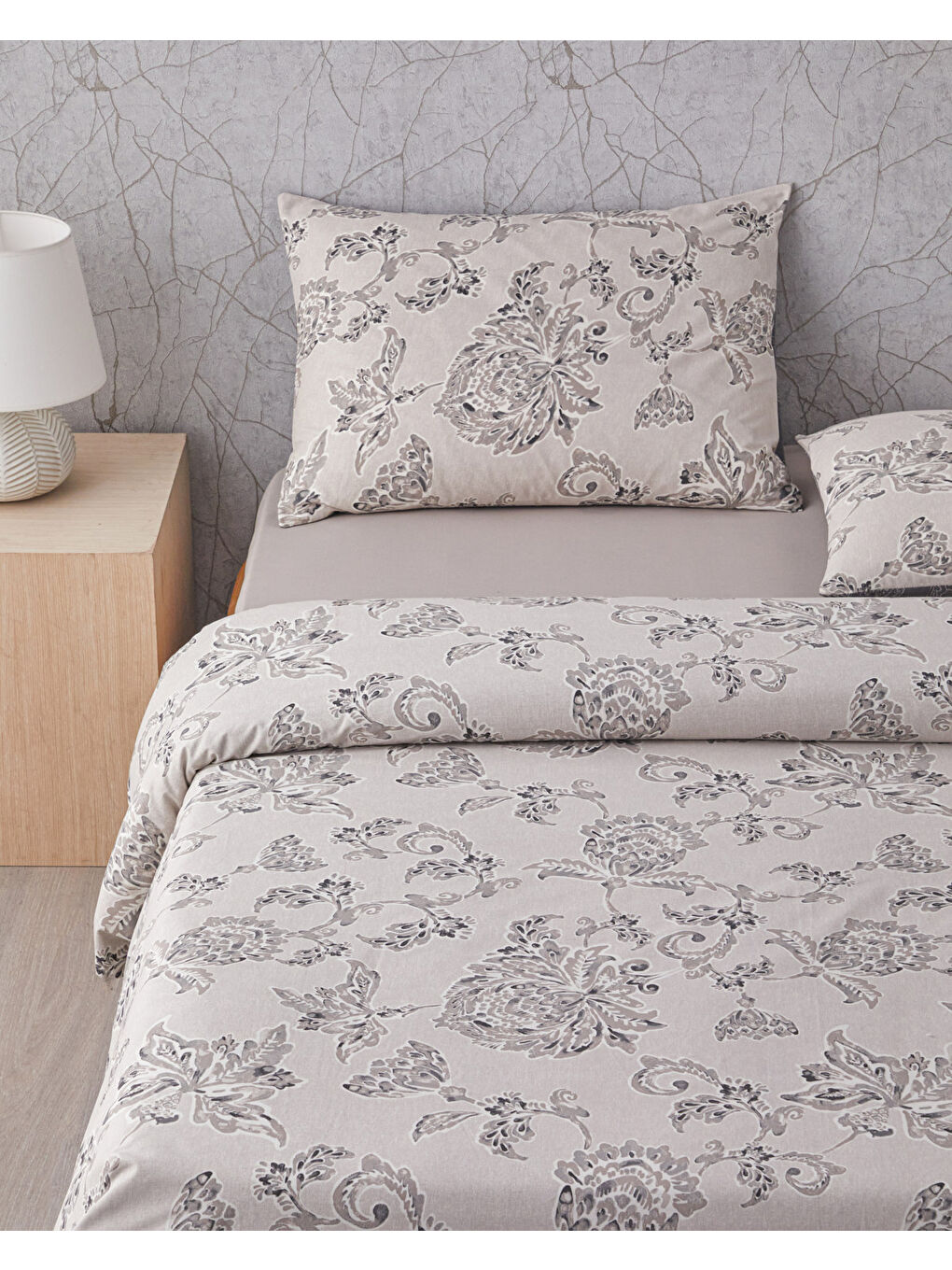 Curioleaf Pamuk Tek Kişilik Nevresim Takımı 160x220 cm Bej-1