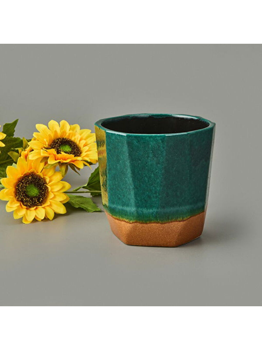 Seramik Saksı - Mavi - 13x12 cm-2