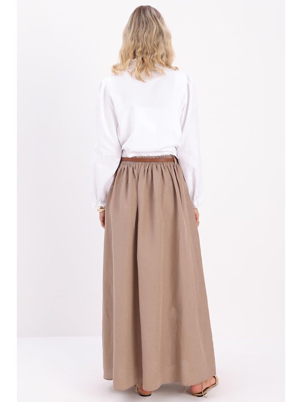 Bej Vizon-Keten Kloş Etek-3