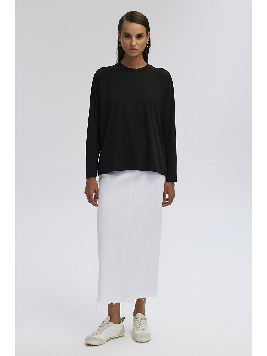 Siyah Uzun Kollu Basıc T-Shırt-1