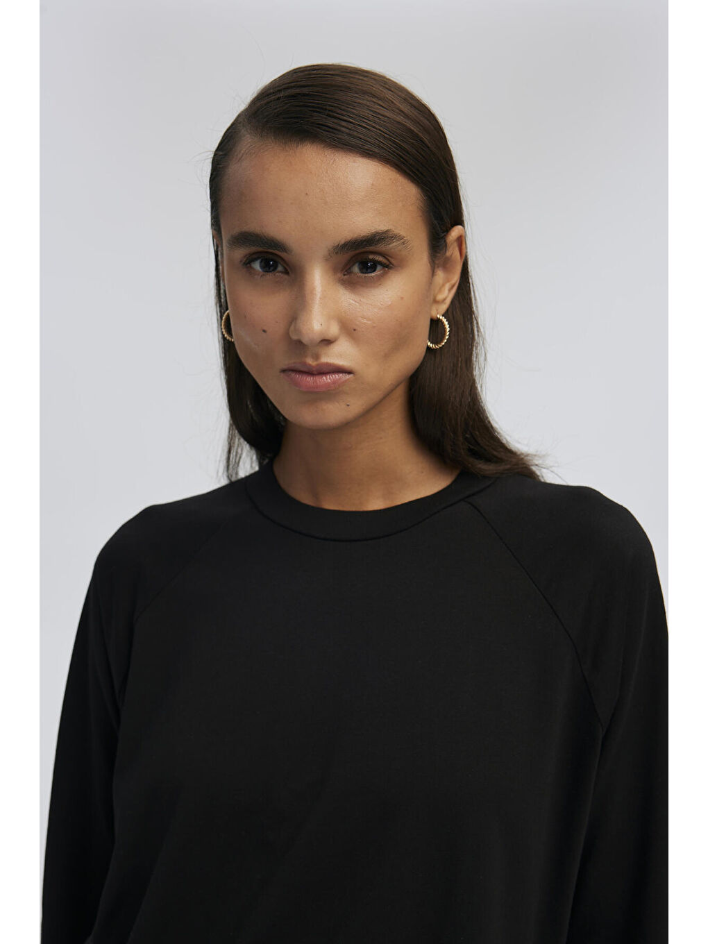 Siyah Uzun Kollu Basıc T-Shırt-4