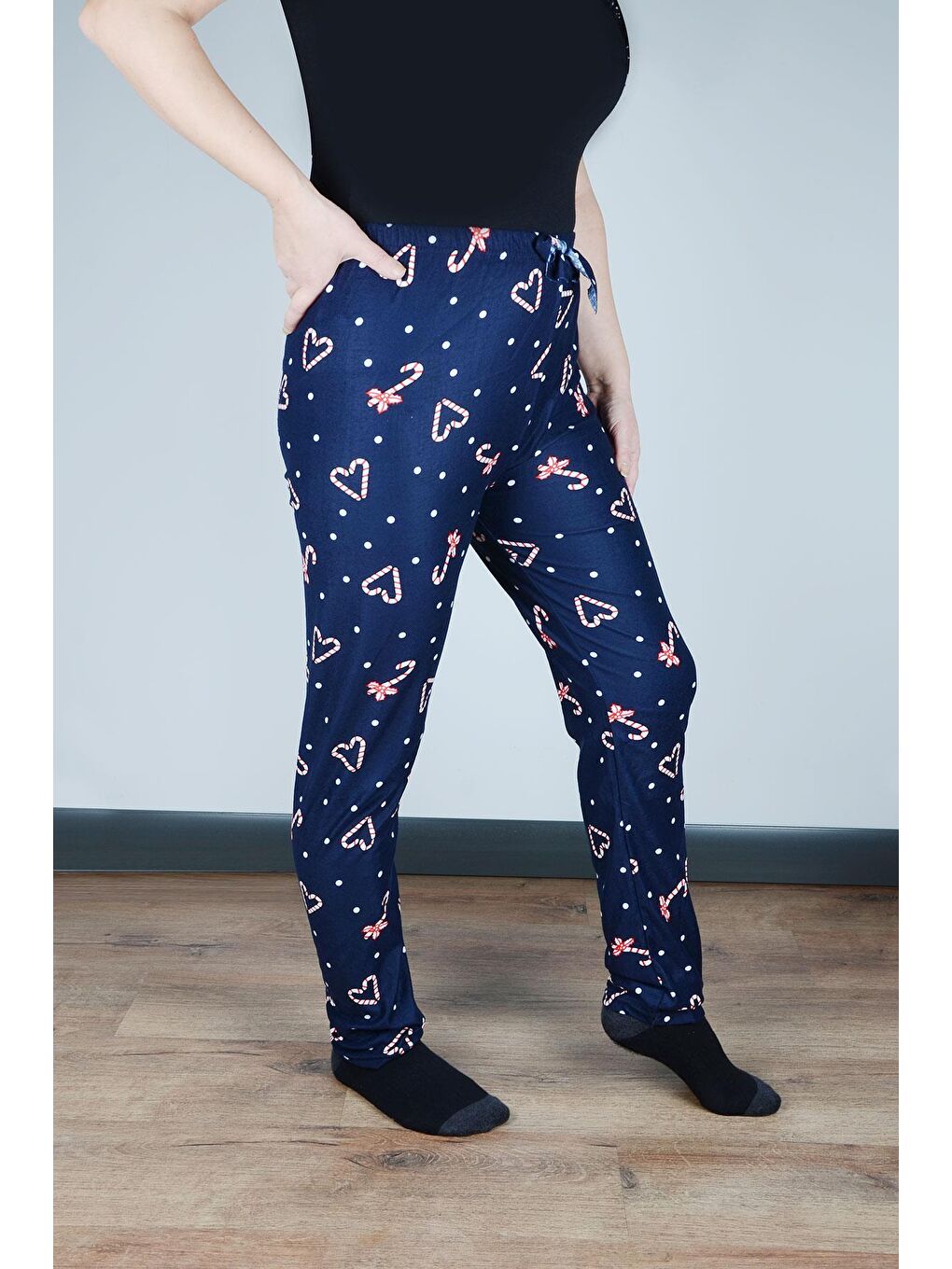 Kadın Süet Pijama Tek Alt | Lacivert-1