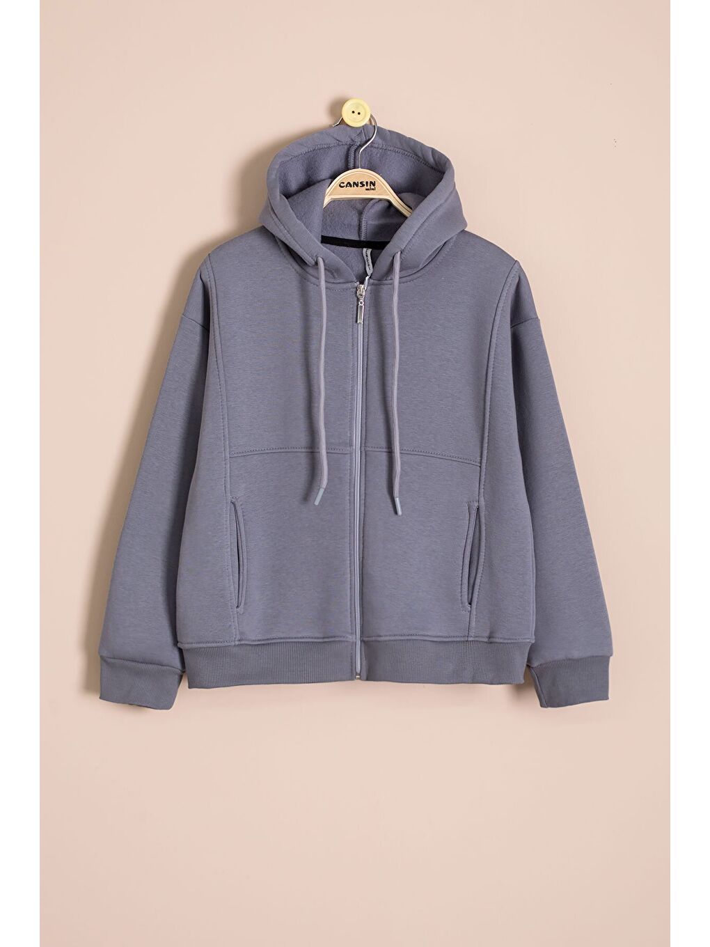 Siyah Gri Kız Çocuk Şardonlu Kapüşonlu Hırka 23330-1