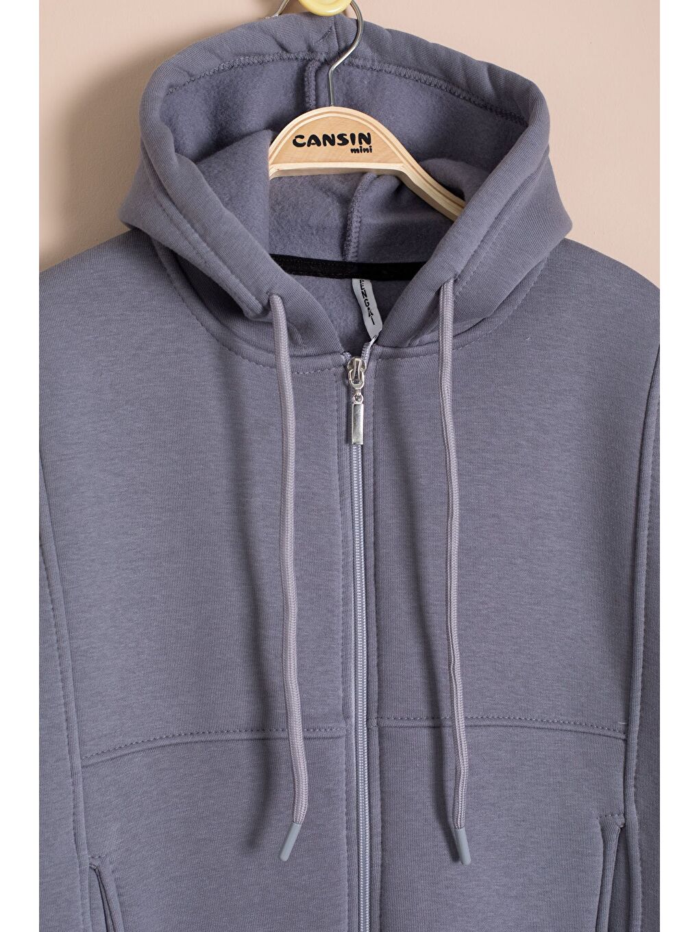 Siyah Gri Kız Çocuk Şardonlu Kapüşonlu Hırka 23330-2