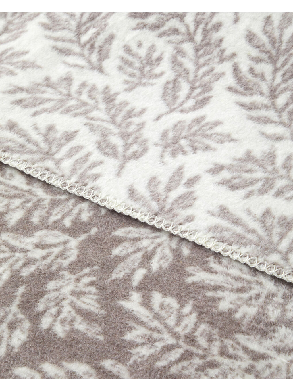 Gri Foliage Pamuk Akrilik Çift Kişilik Battaniye 200x220 cm Çakıl Taşı-2