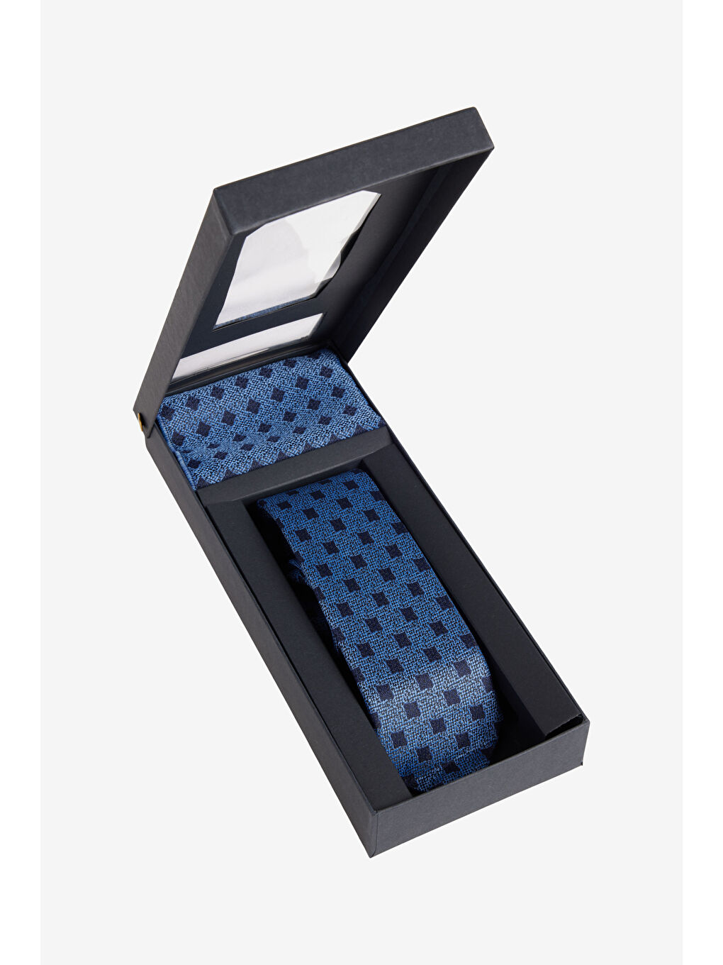 Erkek Mavi-Lacivert Kravat-Mendil Set