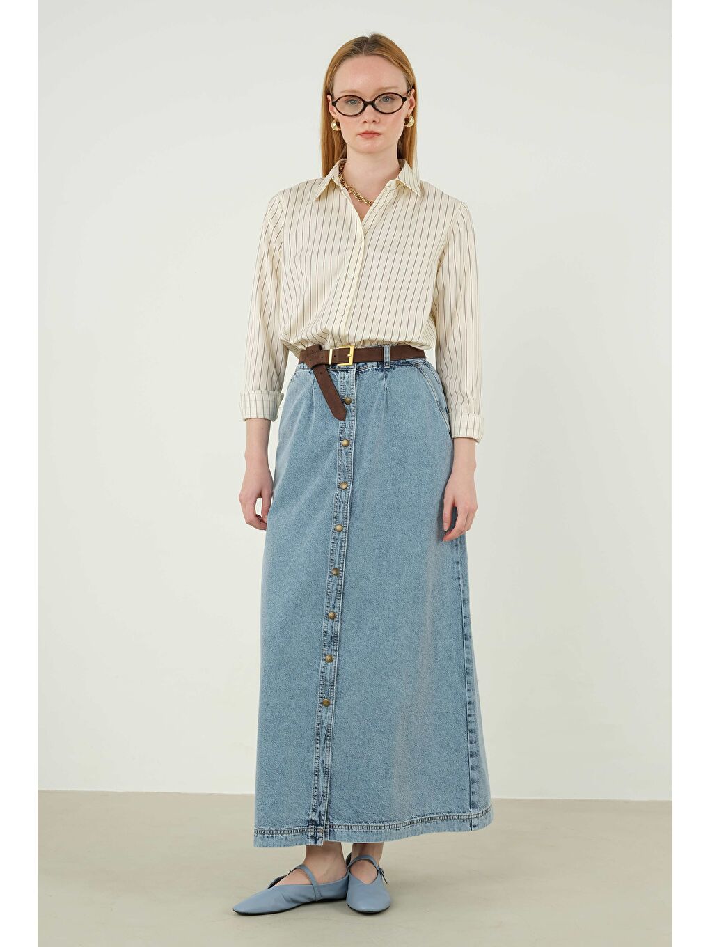 Denim Çan Etek Mavi-1