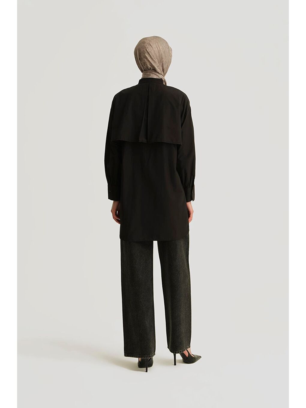 Gri Taş İşlemeli Wide Leg Denim Pantolon 25Yd9132 Antrasit-3