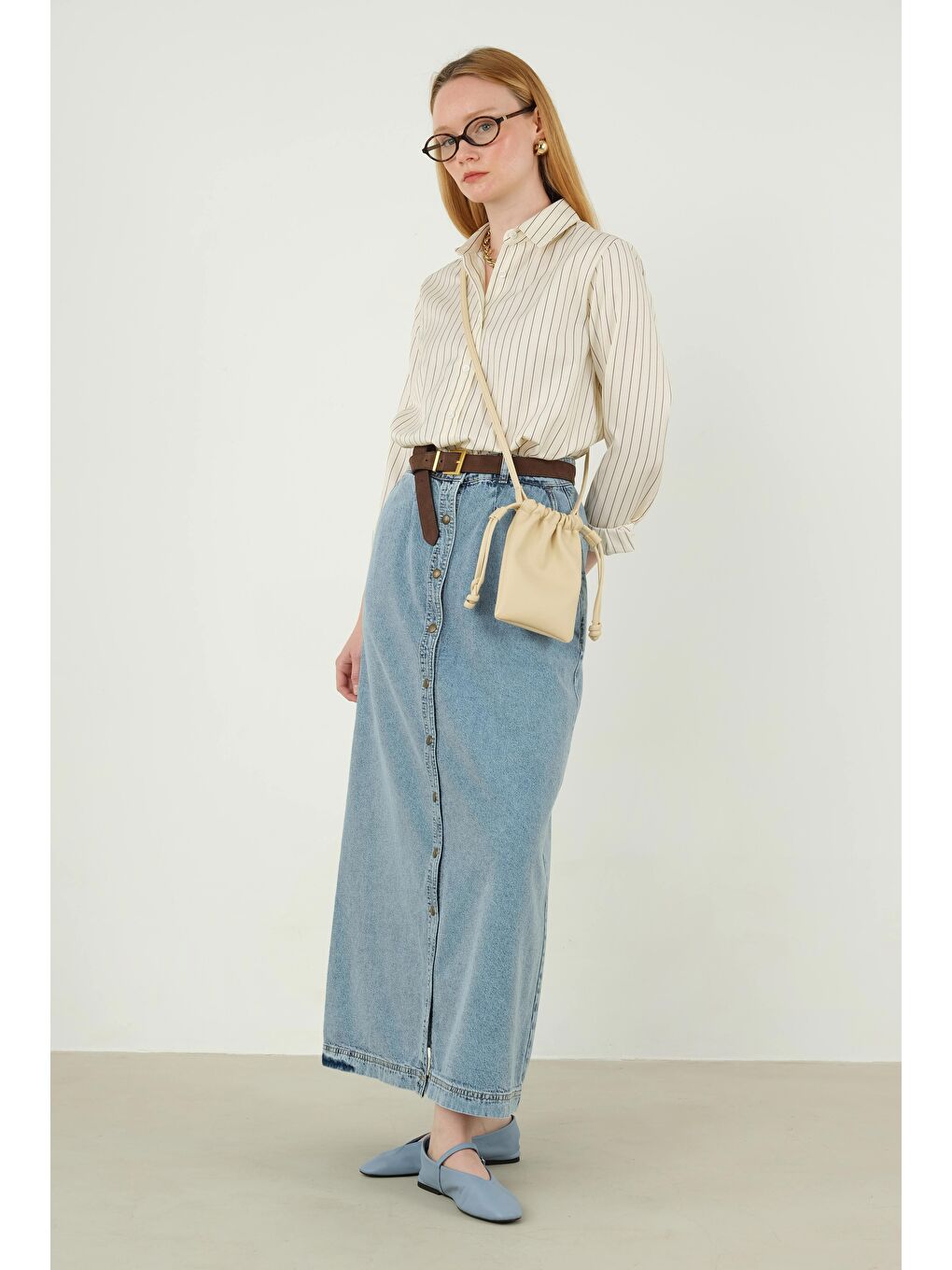 Denim Çan Etek Mavi-2