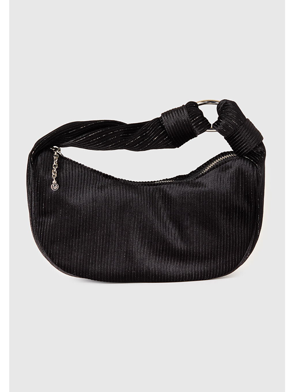 Kadın Siyah Simli Metal Detaylı Kadife El Çantası