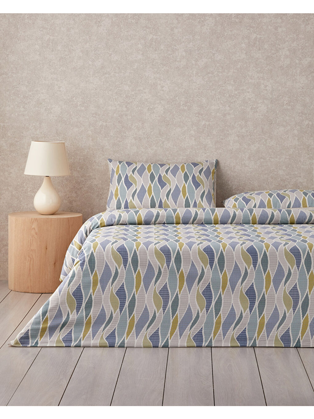 Modern Braid Kolay Ütülenir Çift Kişilik Nevresim Takımı 200x220 cm Yeşil-Mavi