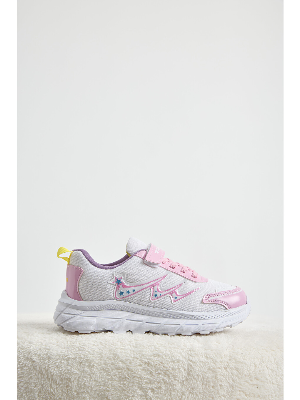 Çocuk Unisex Pembe Beyaz Rahat Kalıp Nefes Alabilen Cırtlı Sneaker