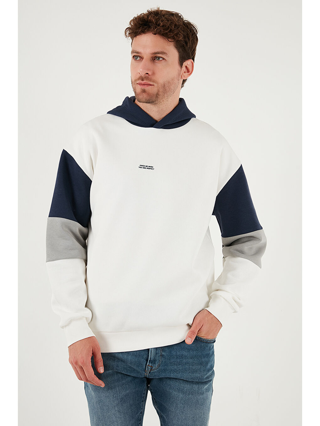 Ekru Pamuklu Relaxed Fit Kapüşonlu İçi Tüylü Yumuşak Şardonlu 2' li Paket Sweat 5905299S2-1