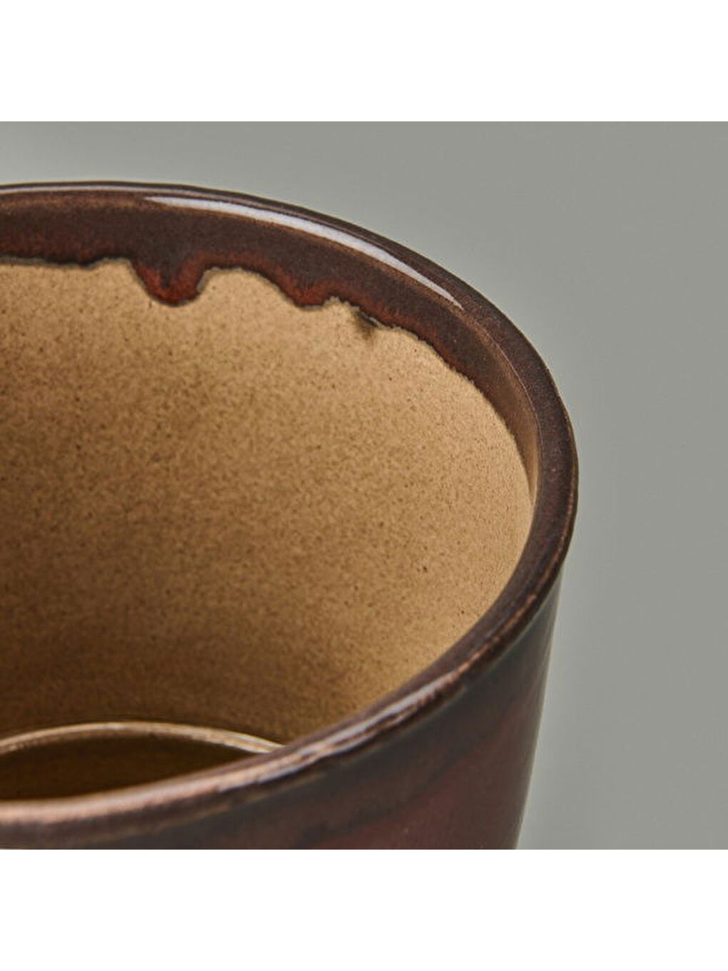 Seramik Saksı - Kahverengi - 13x12 cm-3