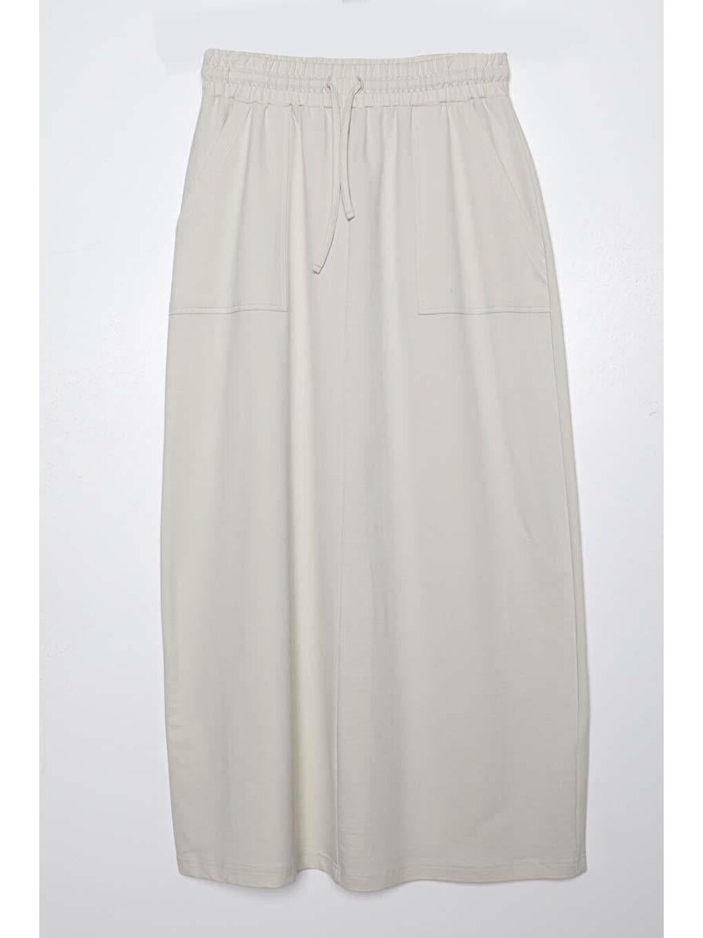 Bej Taş-Pamuklu İki Cepli Etek-5