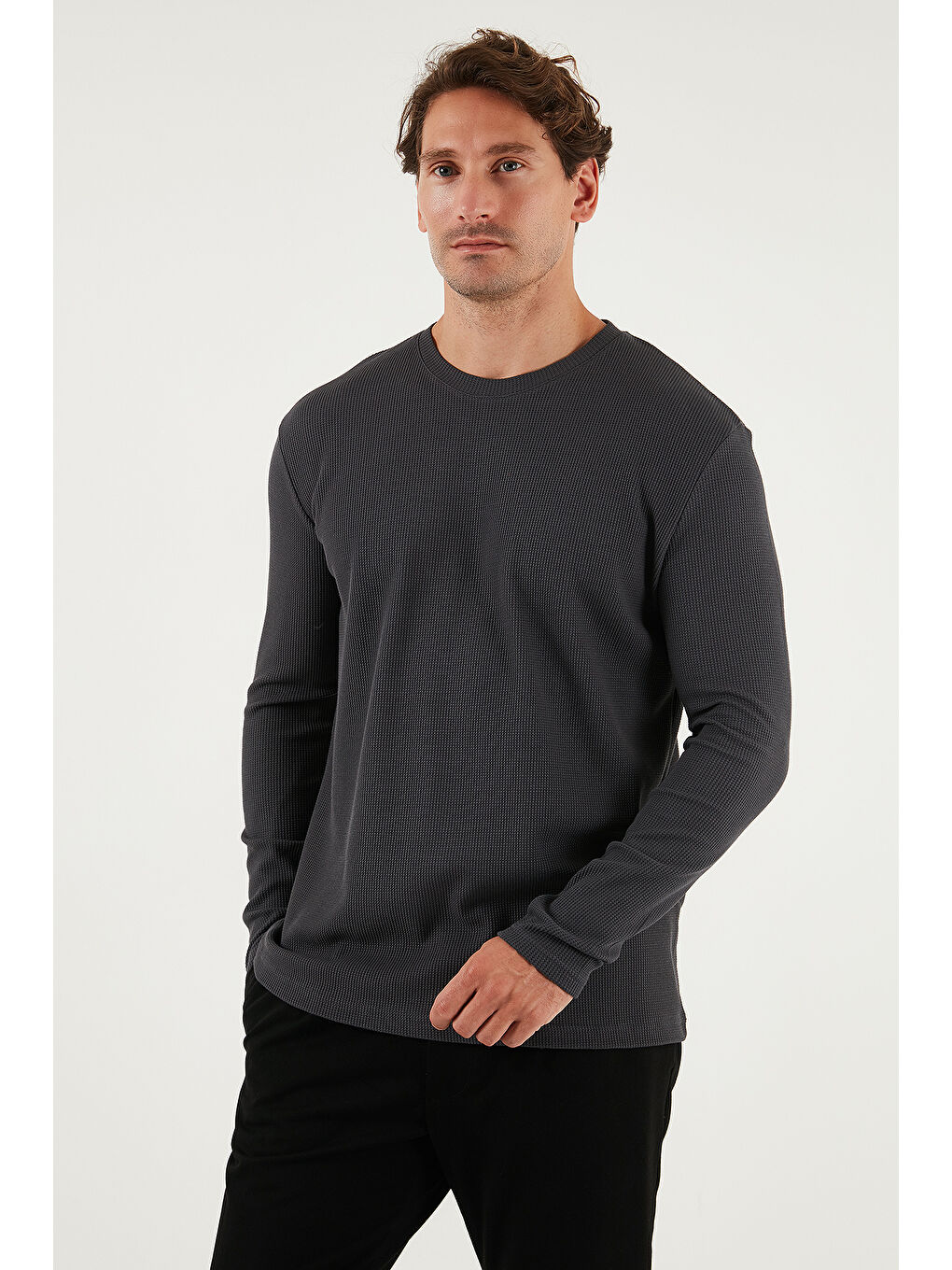 Siyah Pamuklu Bisklet Yaka Slim Fit Basic 3'lü Paket Sweat 5905073S3-2