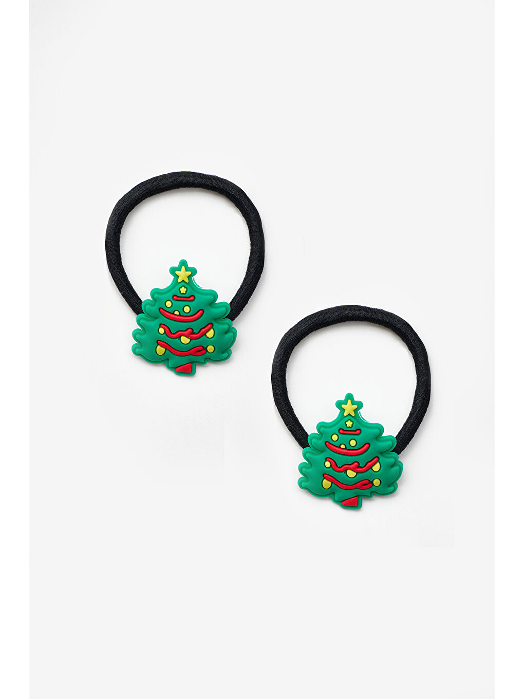 Yeşil Çam Ağacı Figürlü Kız Çocuk Yılbaşı Lastik Toka Set