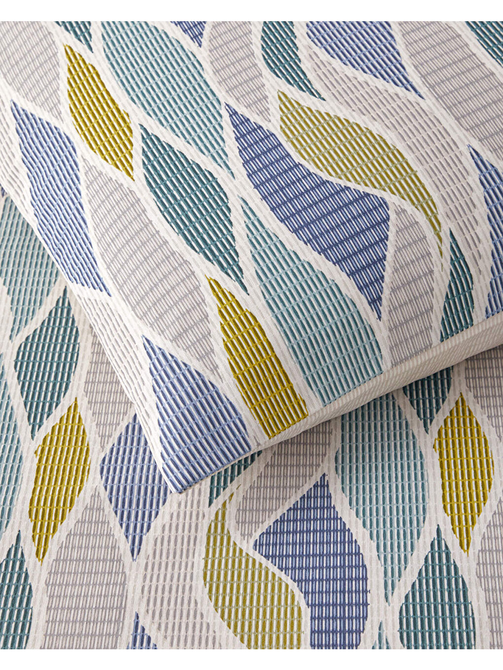 Modern Braid Kolay Ütülenir Çift Kişilik Nevresim Takımı 200x220 cm Yeşil-Mavi-4