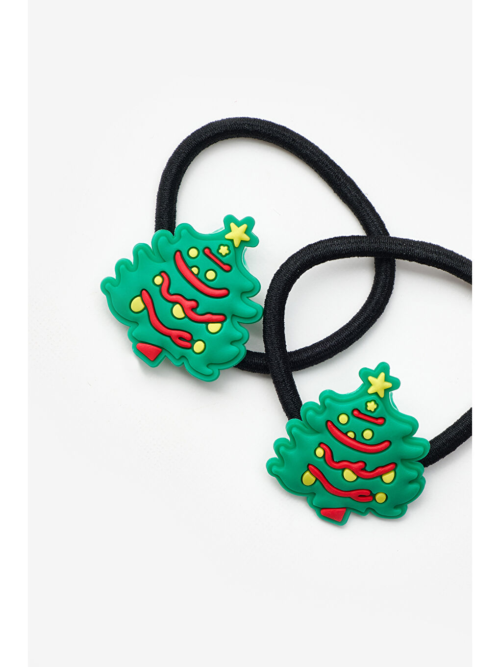 Yeşil Çam Ağacı Figürlü Kız Çocuk Yılbaşı Lastik Toka Set-1