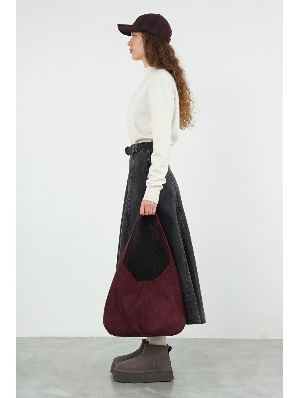 Parçalı Denim Etek Antrasit-1