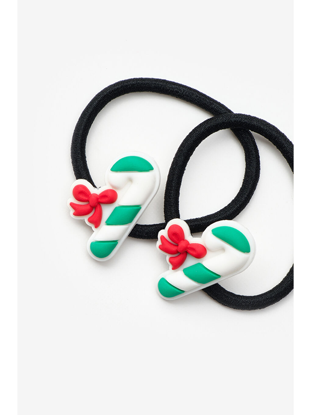 Beyaz Baston Şeker Figürlü Kız Çocuk Yılbaşı Lastik Toka Set-1