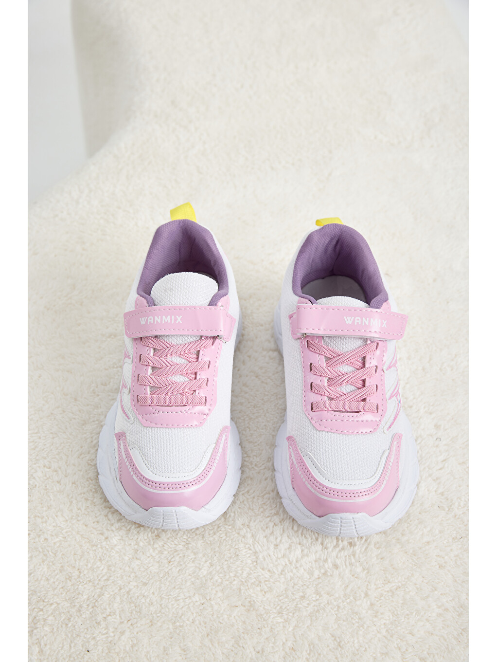 Çocuk Unisex Pembe Beyaz Rahat Kalıp Nefes Alabilen Cırtlı Sneaker-2