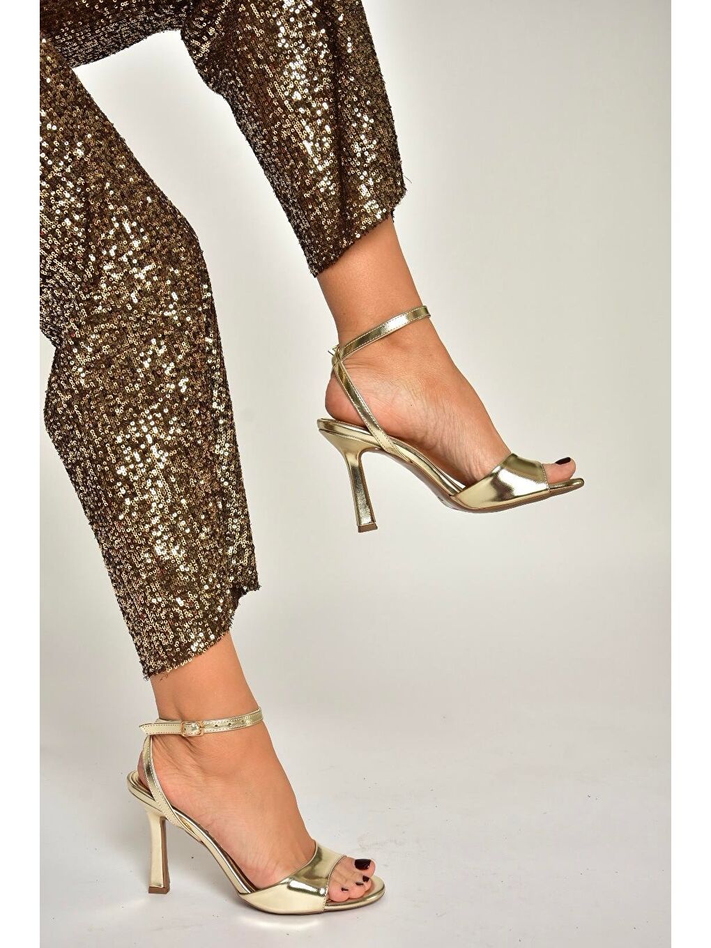 Sarı Altın Kadın Topuklu Ayakkabı Y997264609-1
