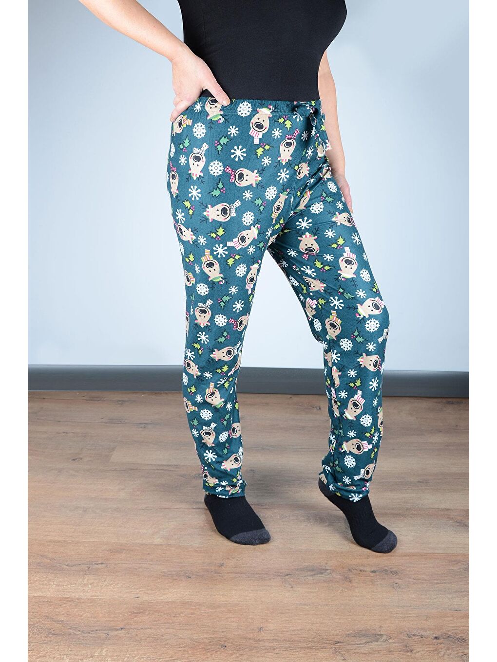 Kadın Süet Pijama Tek Alt | Yeşil Geyik-1