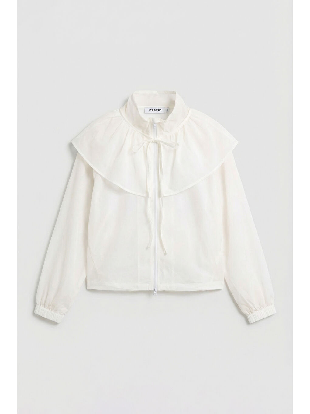 Beyaz Kadın Ekru w5 Oversize Yakalık Detaylı Özel Kumaş Tasarım Yağmurluk-1