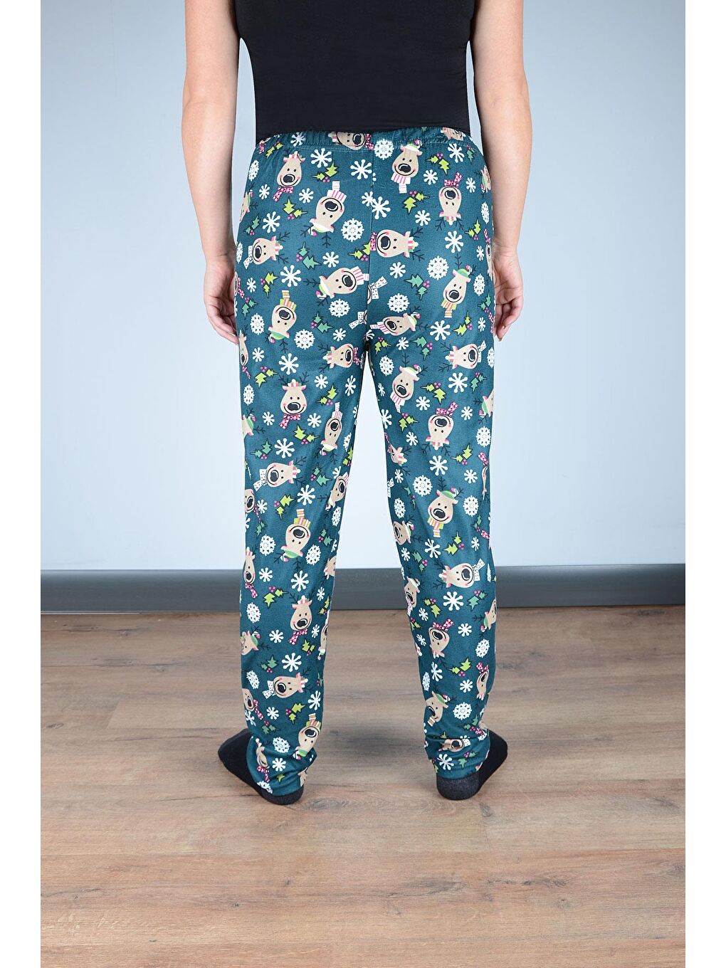 Kadın Süet Pijama Tek Alt | Yeşil Geyik-2