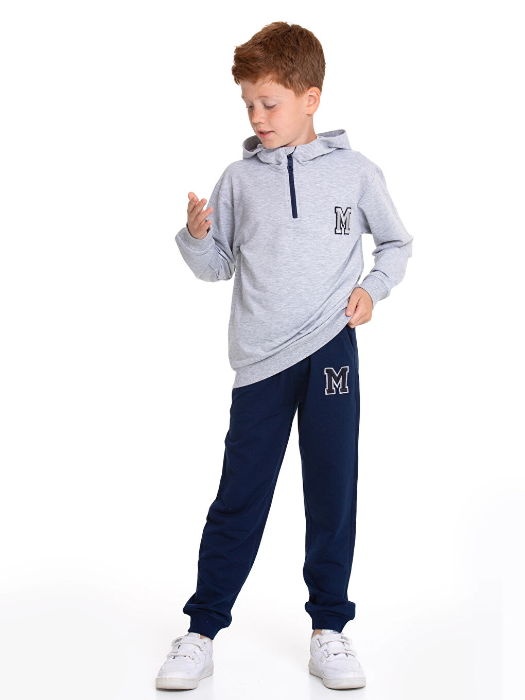 Gri M. Nakışlı Fermuarlı Eşofman Takımı 54404