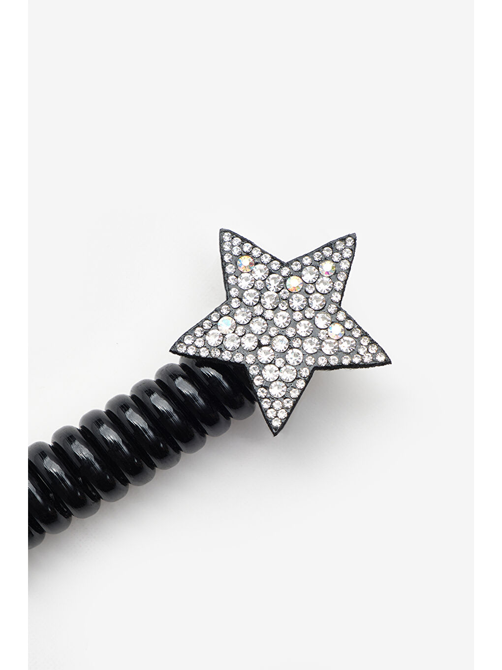 Siyah  Simli Yıldız Figürlü Kız Çocuk Makarna Toka-1