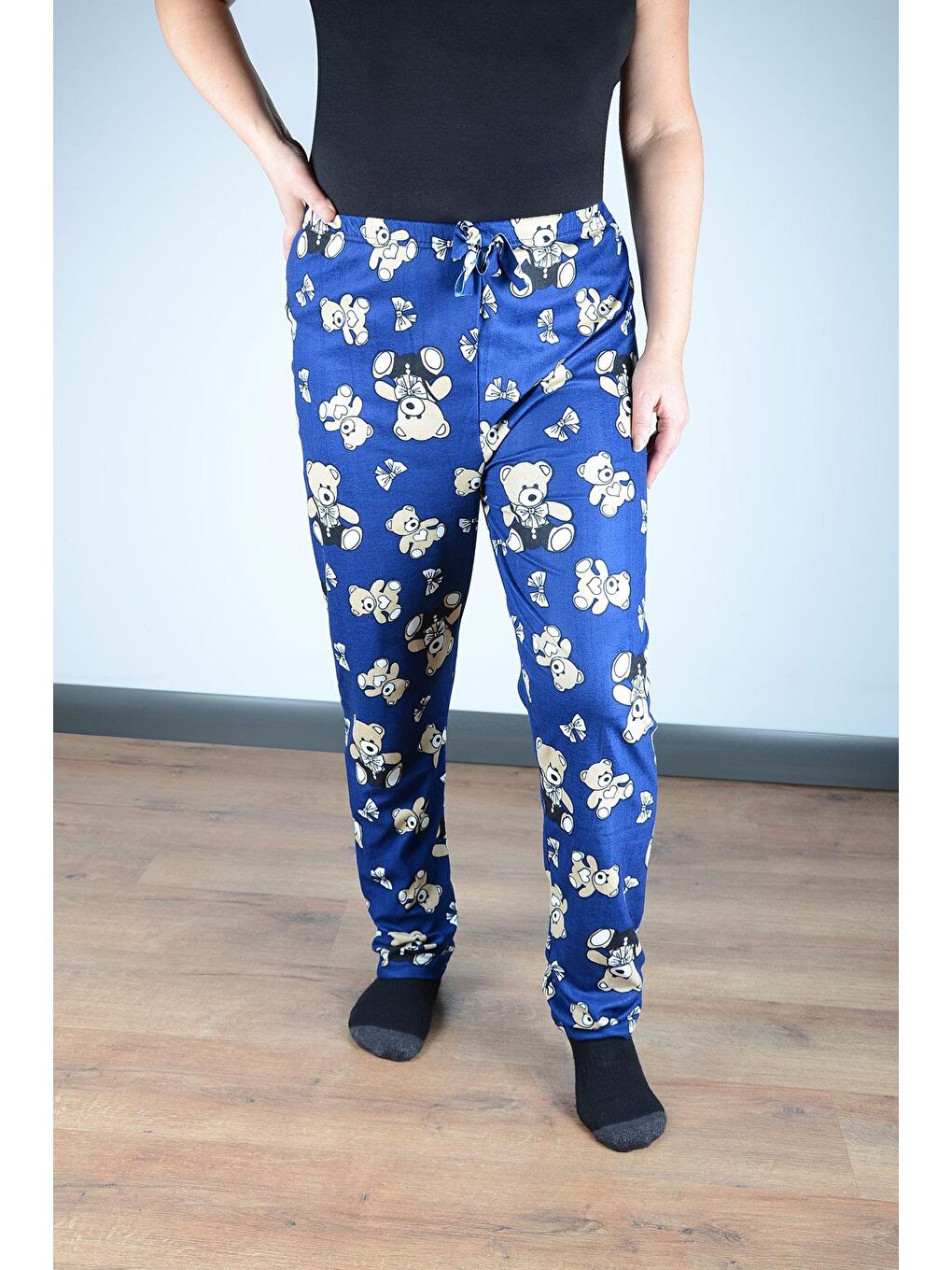 Kadın Süet Pijama Tek Alt | Mavi Ayıcık