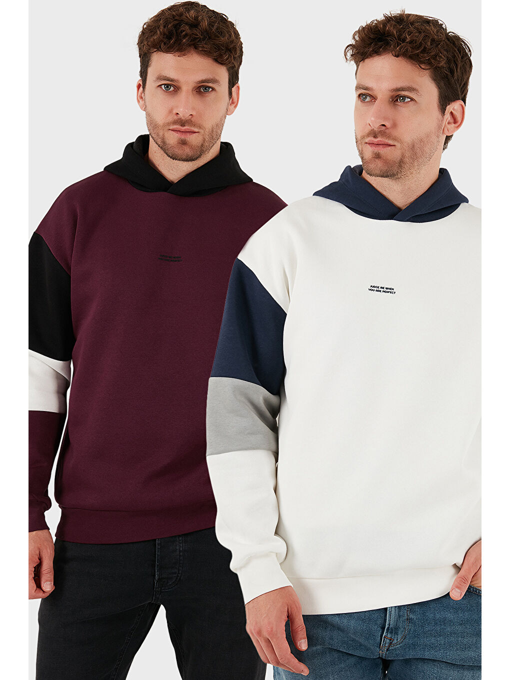 Ekru Pamuklu Relaxed Fit Kapüşonlu İçi Tüylü Yumuşak Şardonlu 2' li Paket Sweat 5905299S2