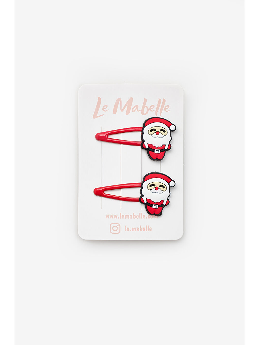 Kırmızı Noel Baba Figürlü Kız Çocuk Yılbaşı Çıt Çıt Toka Set