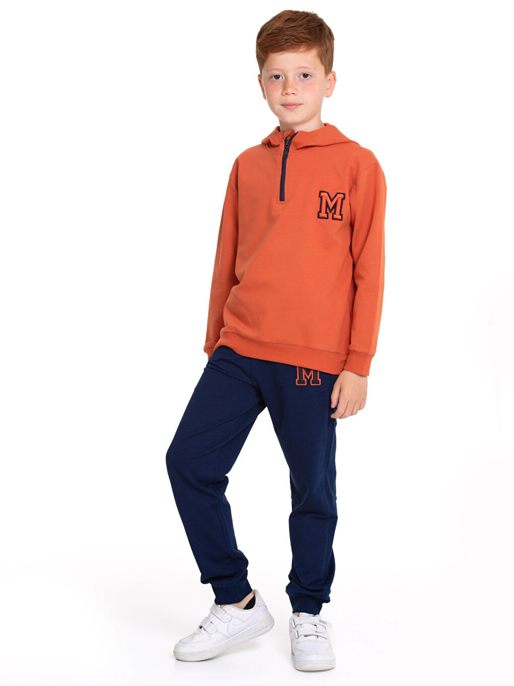 Kahverengi M. Nakışlı Fermuarlı Eşofman Takımı 54404