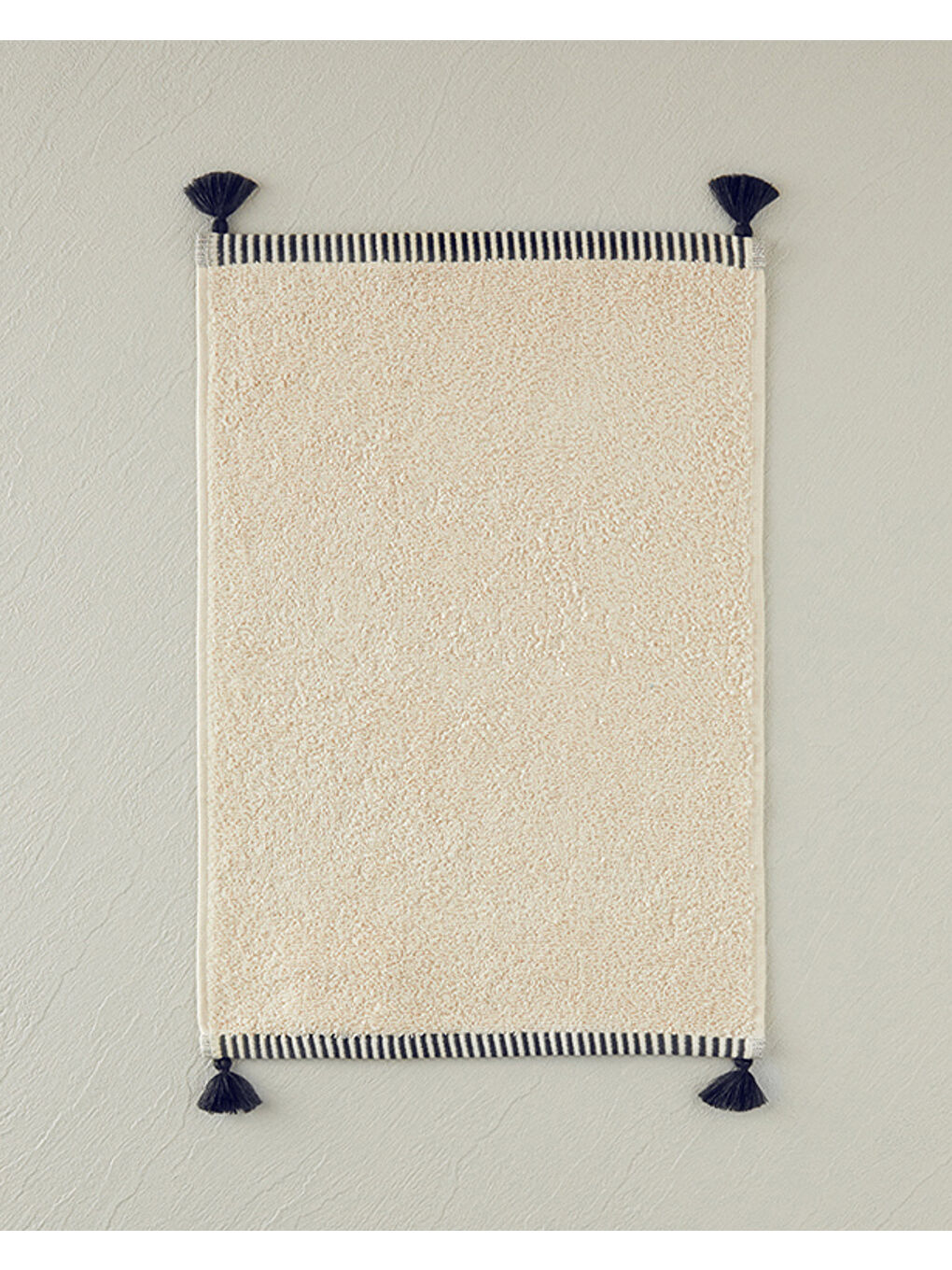 Colorful Lines Pamuklu Püsküllü El Havlusu Açık Bej-Siyah