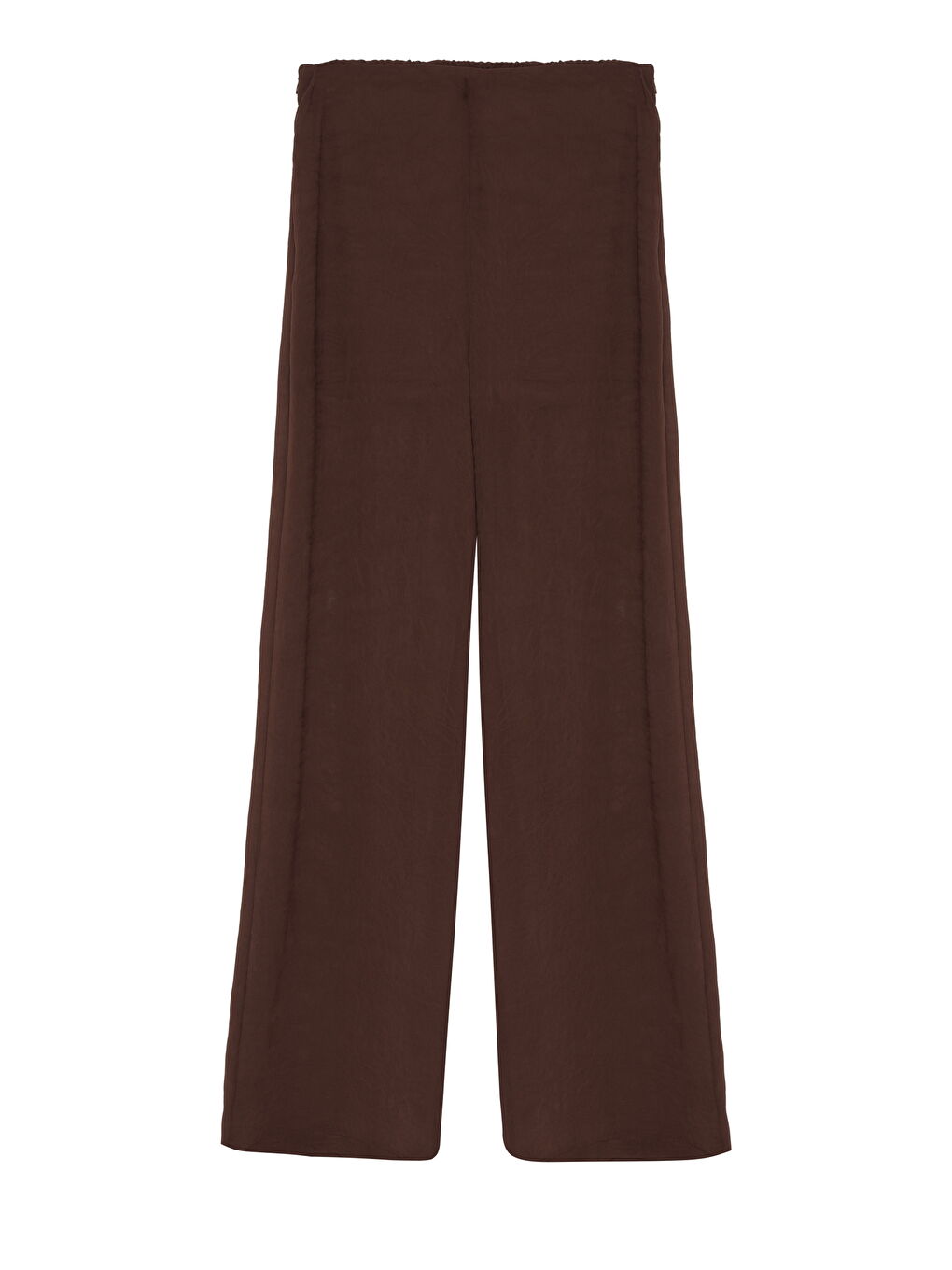 Yandan Fermuarlı Bol Paça Pantolon Kahverengi-1