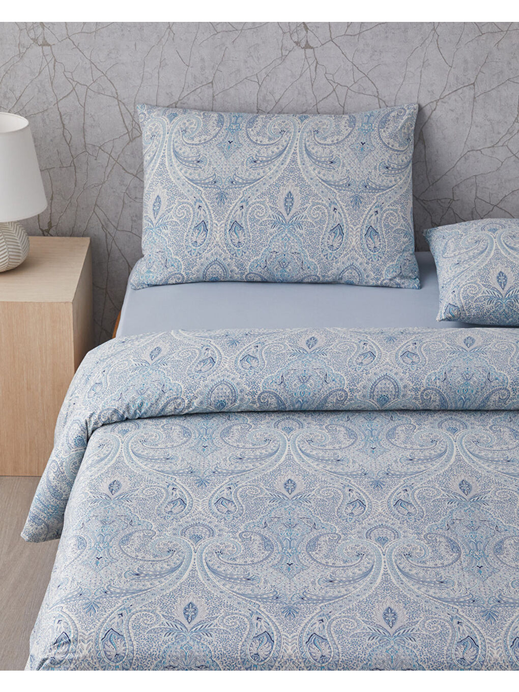 Boho Chic Pamuk Çift Kişilik Nevresim Takımı 200x220 cm Mavi-1