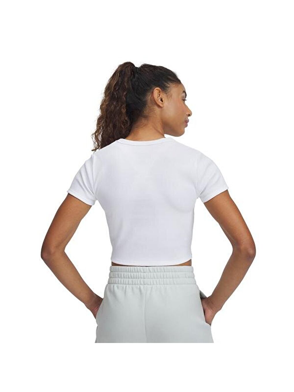 Rival Rib Baby Kadın Beyaz Yuvarlak Yaka Tişört-1