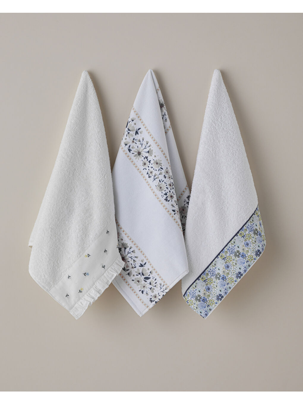 Daisy Line Pamuk Yüz Havlusu 50x80 cm Beyaz-2